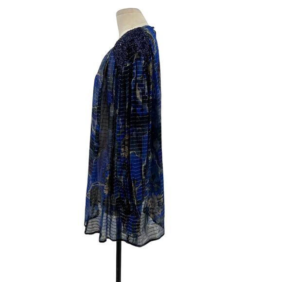 Anthropologie Bl-nk London Senta Top Floral Print Sequin Sheer Plus Size 1X - Picture 8 of 16